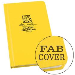 Field book, hardbound, fabrikoid cover, all weather, yellow, transit