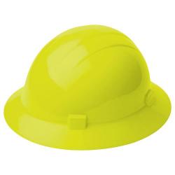 Americana Hard hat, 4-pt ratchet, full brim, non vented, color: hi-viz yellow
