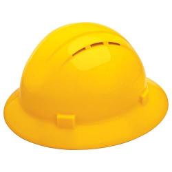 Americana Hard hat, 4-pt ratchet, full brim, vented, color: yellow