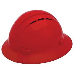 Americana Hard hat, 4-pt ratchet, full brim, vented, color: red