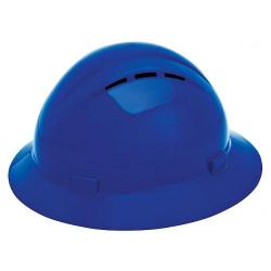 Americana Hard hat, 4-pt ratchet, full brim, vented, color: blue