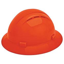 Americana Hard hat, 4-pt ratchet, full brim, vented, color: hi-viz orange