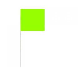 Stake flags, metal staff, color glo-lime, 2-12" x 3-12" flags on a 21" stake, 100/bundle