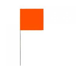 Stake flags, metal staff, color glo-orange, 2-12" x 3-12" flags on a 21" stake, 100/bundle