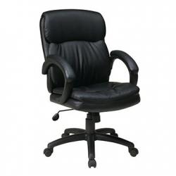 Mid back black bonded leather executive chair with padded arms
