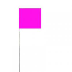 Stake flags, metal staff, flor pink, 4"x5" flag with 30" stake, 100/bundle