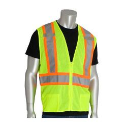 Vest, mesh, two-tone, "D" ring, class 2, yellow, size Medium