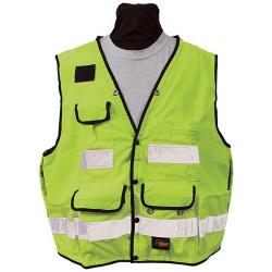 Vest, survey safety utility, snap closure, yellow, Class 2, size Large