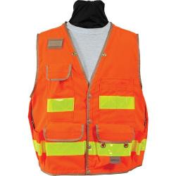 Vest, survey safety utility, snap closure, orange, Class 2, size XLarge