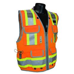 Vest, survey safety utility, zipper, Class 2, orange, size large