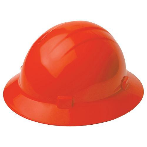 Americana Hard hat, 4-pt ratchet, full brim, non vented, color: hi-viz orange