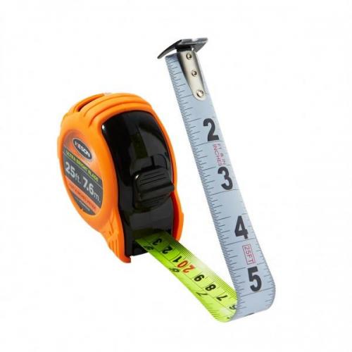 Tape measure, Ultra Bright Blade, 25ft, Nylon-coated steel blade, units: ft, in, 1/10, 1/100 & ft, in, 1/8, 1/16