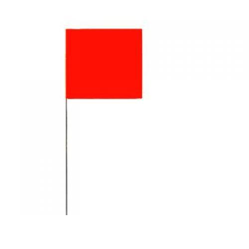Stake flags, metal staff, color: glo-red, 2-1⁄2" x 3-1⁄2" flags on a 21" stake, 100/bundle