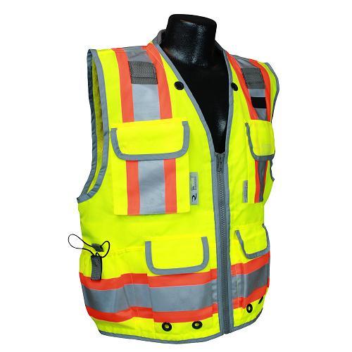 Vest, survey safety utility, zipper, Class 2, yellow, size medium